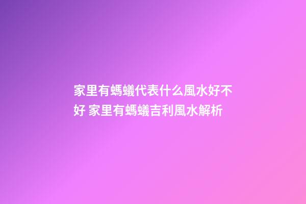家里有螞蟻代表什么風水好不好 家里有螞蟻吉利風水解析
